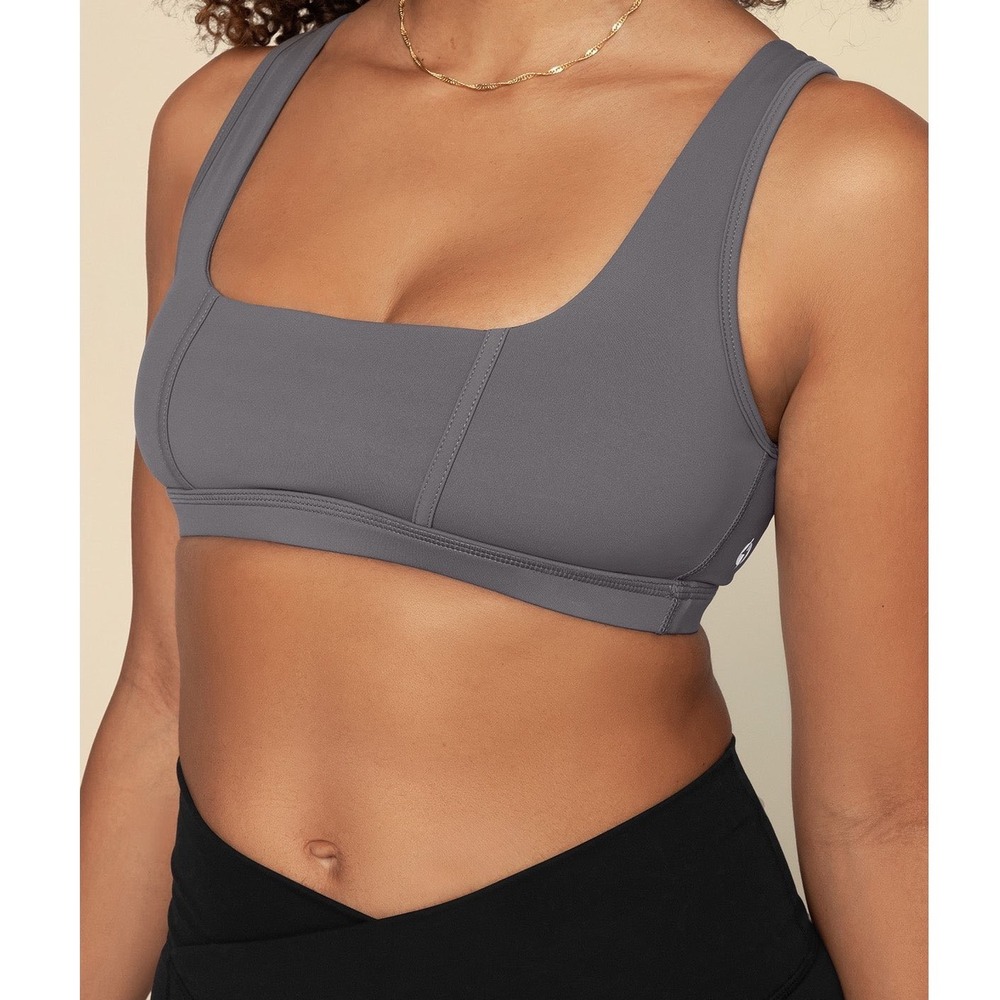 NWT Popflex Corset Bra Slate Gray Stunning Sports Bra Criss Cross Back - Small